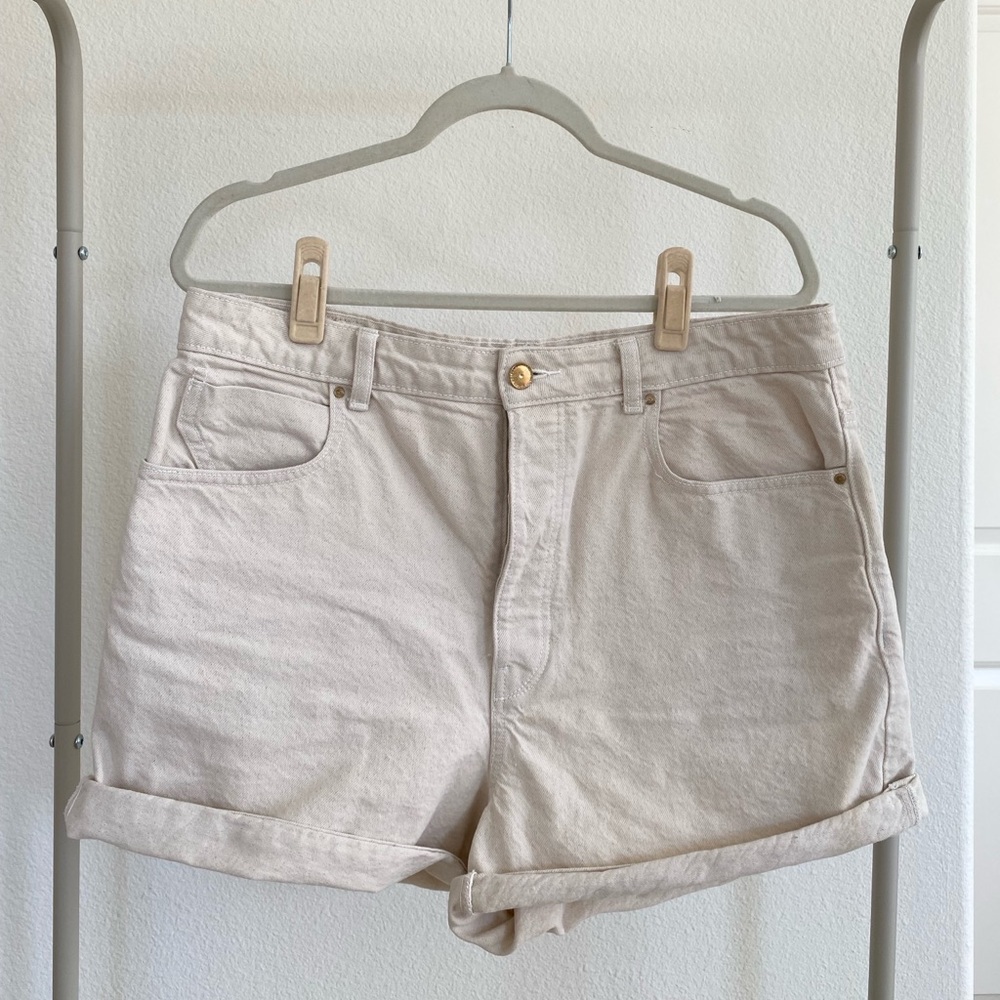 Cream Denim Shorts Zara